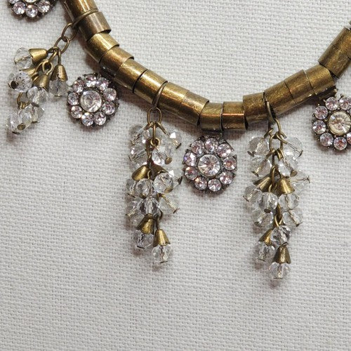 Abercrombie and Fitch rhinestones and brass necklace.