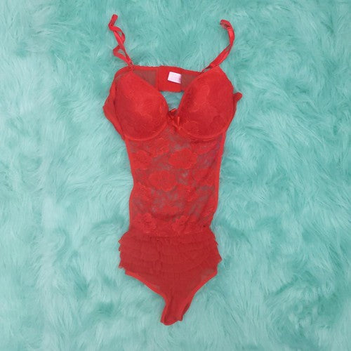 Red Rose Lace Detail Teddy