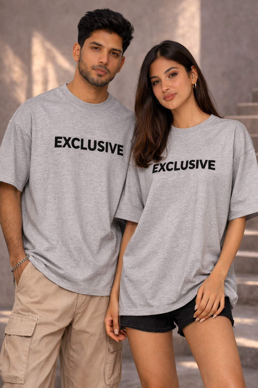 "The EXCLUSIVE EDITION - GREY MELANGE UNISEX OVERSIZED TEE"