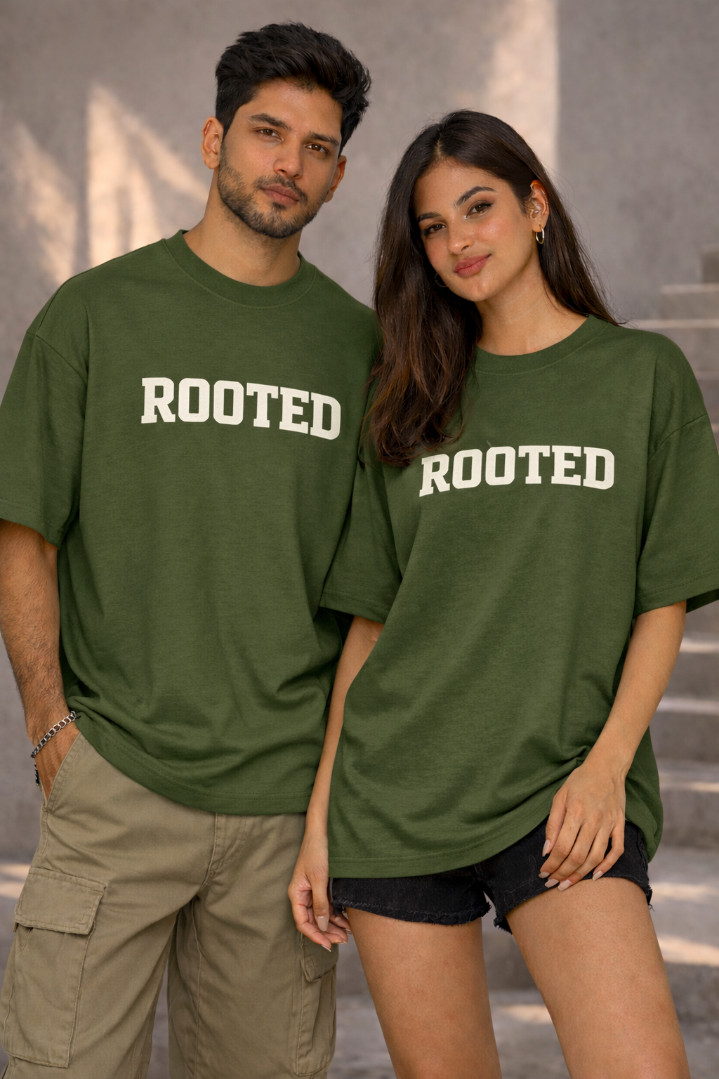 ROOTED - OLIVE CLASSIC UNISEX OVERSIZED TEE