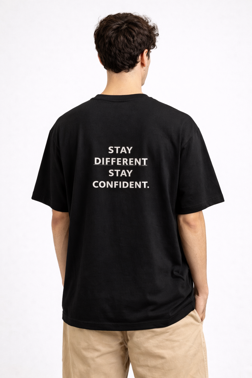 VIBEMYSTYLE "STAY DIFFERENT STAY CONFIDENT" PREMIUM OVERSIZED T-SHIRT